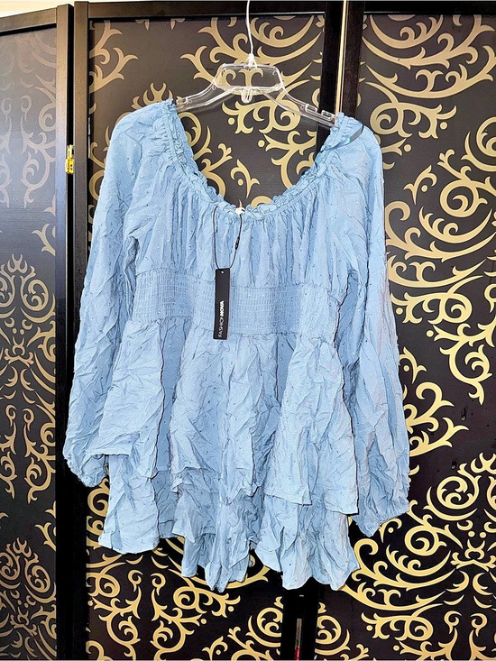 Fashion Nova Pants - Fashion Nova Count On You Romper Light Blue Long Sleeve XL